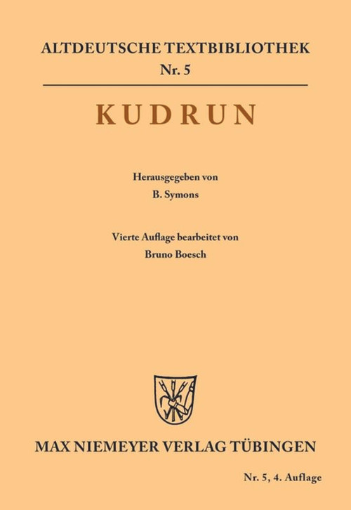 Kudrun (German Edition) - 9783110982091 by Barend Symons, Bruno Boesch, 9783110982091