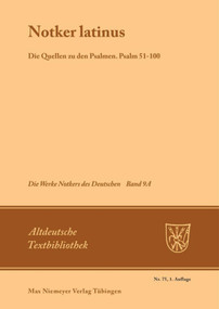Notker latinus. Die Quellen zu den Psalmen (Psalm 51-100) (German Edition) by Petrus W. Tax, 9783484200654