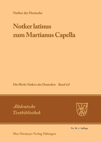 »Notker latinus« zum Martianus Capella (German Edition) by James C. King, 9783484201989