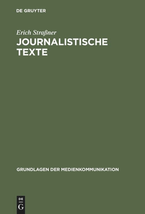 Journalistische Texte (German Edition) by Erich Straßner, 9783484371101