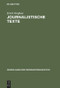 Journalistische Texte (German Edition) by Erich Straßner, 9783484371101