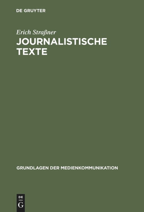 Journalistische Texte (German Edition) by Erich Straßner, 9783484371101