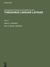 obvius - oenanthe (Latin Edition) by Thesaurusbüro München, Internationale Thesaurus-Kommission, 9783598701160