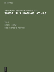 perdomo - perfundo (Latin Edition) by Thesaurusbüro München, Internationale Thesaurus-Kommission, 9783598770074
