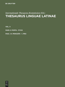 princeps - 1. pro (Latin Edition) by Thesaurusbüro München, Internationale Thesaurus-Kommission, 9783598770081