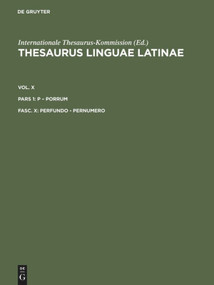 perfundo - pernumero (Latin Edition) by Thesaurusbüro München, Internationale Thesaurus-Kommission, 9783598770098