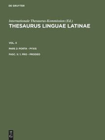 1. pro - prodeo (Latin Edition) by Thesaurusbüro München, Internationale Thesaurus-Kommission, 9783598770111