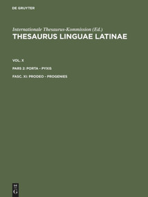 prodeo - progenies (Latin Edition) by Thesaurusbüro München, Internationale Thesaurus-Kommission, 9783598770128