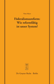 Föderalismusreform: Wie reformfähig ist unser System? (German Edition) by Hans Meyer, 9783899495201
