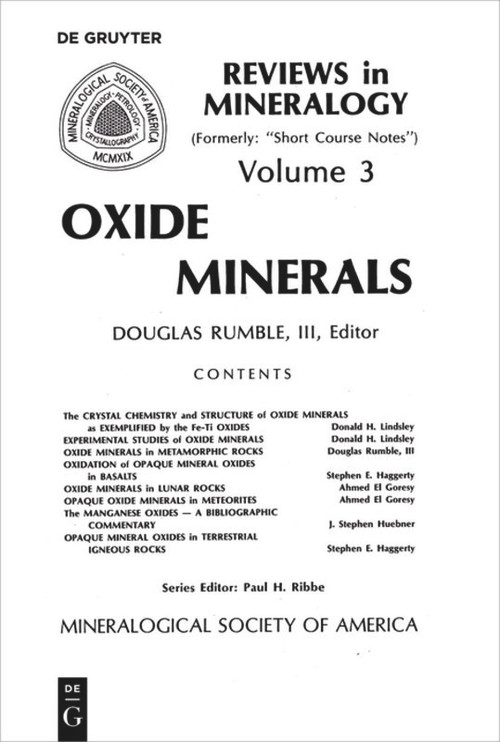 Oxide Minerals by Douglas Rumble, 9780939950034