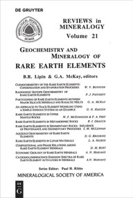 Geochemistry and Mineralogy of Rare Earth Elements by Bruce R. Lipin, G.A. McKay, 9780939950256