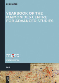 Yearbook of the Maimonides Centre for Advanced Studies. 2018 by Bill Rebiger, 9783110575606