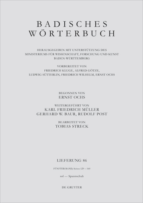 Badisches Wörterbuch. Band V/Lieferung 86 (German Edition) by Tobias Streck, 9783110732146