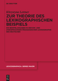 Zur Theorie des lexikographischen Beispiels (German Edition) by Khrystyna Lettner, 9783110766004