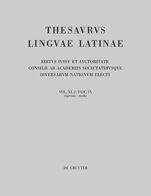 repressio - resilio (Latin Edition) by Internationale Thesauruskommission, 9783110728484