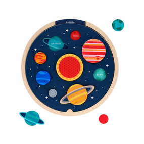 Multi-Language Solar System Wooden Tray Puzzle (Bilingual Edition) by Petit Collage, 9781797231976