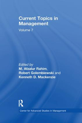 Current Topics in Management (Volume 7) by Robert Golembiewski, 9781138508958