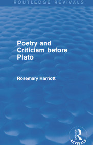 Poetry and Criticism before Plato (Routledge Revivals) - 9780415749152 by Rosemary Harriott, 9780415749152