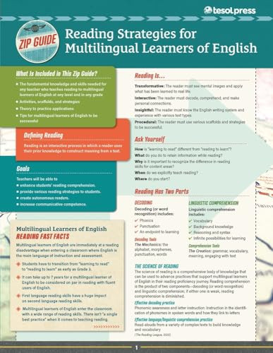 TESOL Zip Guide: Reading Strategies for Multilingual Learners of English by TESOL International Association, 9781942799153