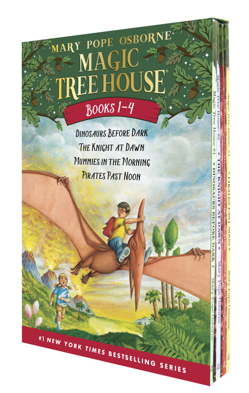 Magic Tree House Books 1-4 Boxed Set (Dinosaurs Before Dark; The Knight at Dawn; Mummies in the Morning; Pirates Past Noon) by Mary Pope Osborne, 9780375813658