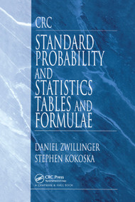 CRC Standard Probability and Statistics Tables and Formulae by Daniel Zwillinger, Stephen Kokoska, 9780367399078