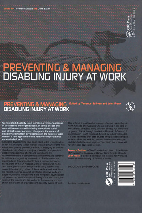 Preventing and Managing Disabling Injury at Work by Terrence Sullivan, John Frank, 9780367395179