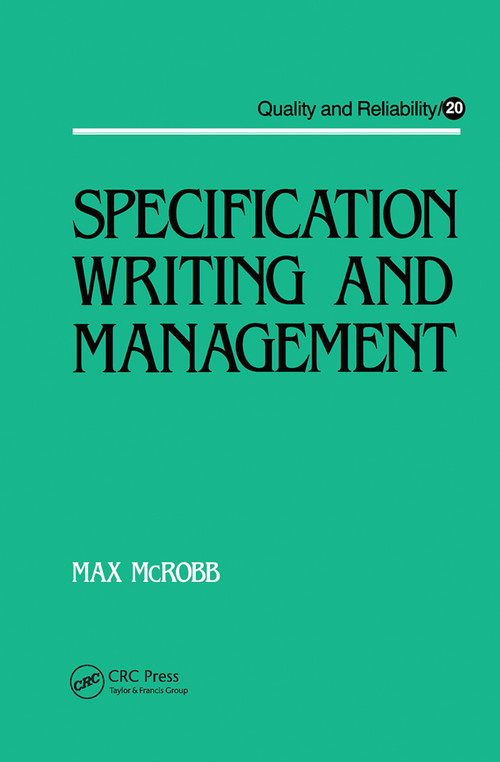 Specification Writing and Management by M. Mcrobb, 9780367451004