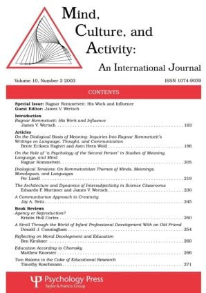 Ragnar Rommetveit (His Work and Influence:a Special Issue of mind, Culture, and Activity) by James V. Wertsch, 9780805895827