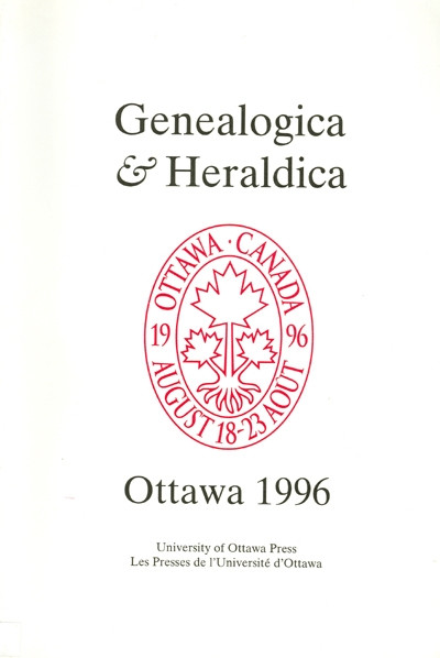 Genealogica & Heraldica (Ottawa 1996) by Auguste Vachon, Claire Boudreau, Daniel Cogne, 9780776604725