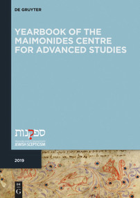 Yearbook of the Maimonides Centre for Advanced Studies. 2019 by Yoav Meyrav, 9783110603323