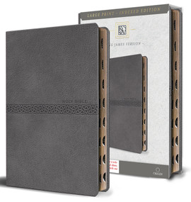 KJV Holy Bible, Large Print Medium format, Gray Faux Leather with Ribbon Marker, Red Letter, thumb Index by ORIGIN, 9798890981844