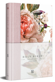 KJV Holy Bible, Large Print Medium Format, Pink Cloth Hardcover with Floral Design, Ribbon Marker, Red Letter by ORIGIN, 9798890981837