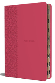 KJV Holy Bible, Large Print Medium format, Fuchsia Faux Leather w/Ribbon Marker, Red Letter, thumb Index by ORIGIN, 9798890981851