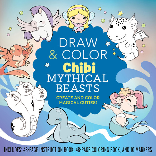 Draw and Color Chibi Mythical Beasts Kit (Create and Color Magical Cuties! Includes: 48-page Instruction Book, 48-page Coloring Book, and 10 Markers) by Editors of Chartwell Books, 9780785845782
