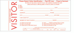 Visitor Card with Detachable Name Tag by Broadman Church Supplies Staff, 9780805474206