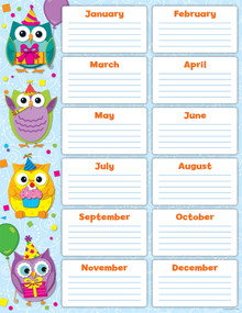 Colorful Owls Birthday Chart by Carson Dellosa Education, 9781624420511