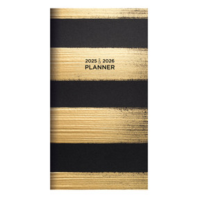 2025-2026 Black and Gold Small Monthly Pocket Planner, 9798889611547