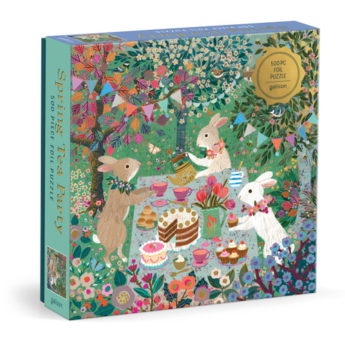 Spring Tea Party 500 Piece Foil Puzzle by Galison, Victoria Ball, 9780735384514