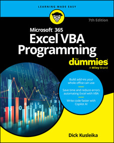 Microsoft 365 Excel VBA Programming For Dummies - 9781394292394 by Dick Kusleika, 9781394292394
