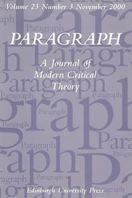 Revisiting the Scene of Writing: New Readings of Cixous (Paragraph Volume 23, Issue 3) by Julia Dobson, Gill Rye, 9780748615209