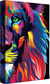 KJV Holy Bible, Multi Color Lion of Judah, Large Print, Handy Size format, Hardcover, Ribbon Marker, and Red Letter by ORIGIN, 9798890982599
