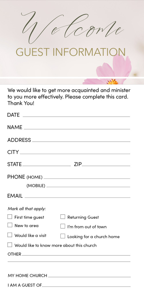 Guest Information Card: Welcome - Spring (Package of 50) by Broadman Church Supplies Staff, 9798384503262