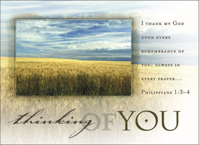 Postcard: Thinking of You (Package of 25) (Philippians 1:3-4 (KJV)) by Broadman Church Supplies Staff, 9780805459845