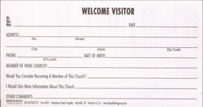 Guest Card - Information for the Pastor (Form WV-5) by Broadman Church Supplies Staff, 9780805474091