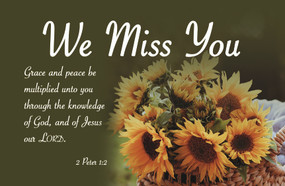 Miss You Postcard: We Miss You (Package of 25) (2 Peter 1:2 (KJV)) by Broadman Church Supplies Staff, 9781087781464