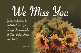 Miss You Postcard: We Miss You (Package of 25) (2 Peter 1:2 (KJV)) by Broadman Church Supplies Staff, 9781087781464