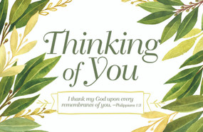 General Worship Postcard: Thinking of You (Package of 25) (Philippians 1:3 (KJV)) by Broadman Church Supplies Staff, 9798384519515