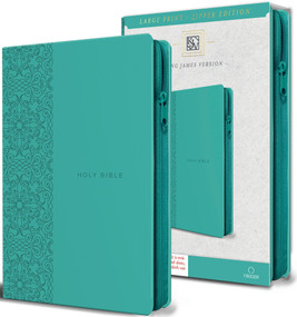 KJV Holy Bible, Large Print Handy Size, Aquamarine Premium Imitation Leather w/Ribbon Marker, Red Letter, Zipper by ORIGIN, 9798890982612