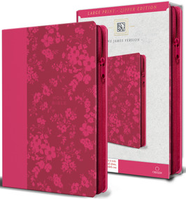 KJV Holy Bible, Large Print Handy Size, Fuchsia Premium Imitation Leather w/Ribbon Marker, Red Letter, Zipper by ORIGIN, 9798890982605