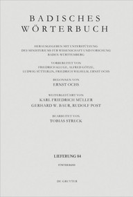 Badisches Wörterbuch. Band V/Lieferung 84 (German Edition) by Tobias Streck, 9783110417555